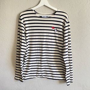 Madewell x Armor-Lux® Embroidered Hands and Lips Striped Tee